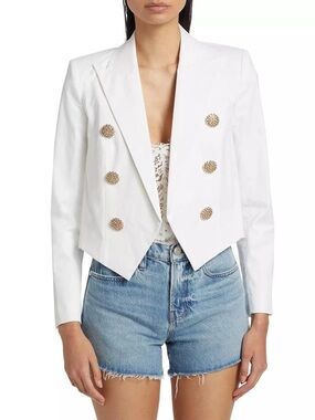 L’Agence Lila Double Breasted Blazer White/Gold Size 6 NWT